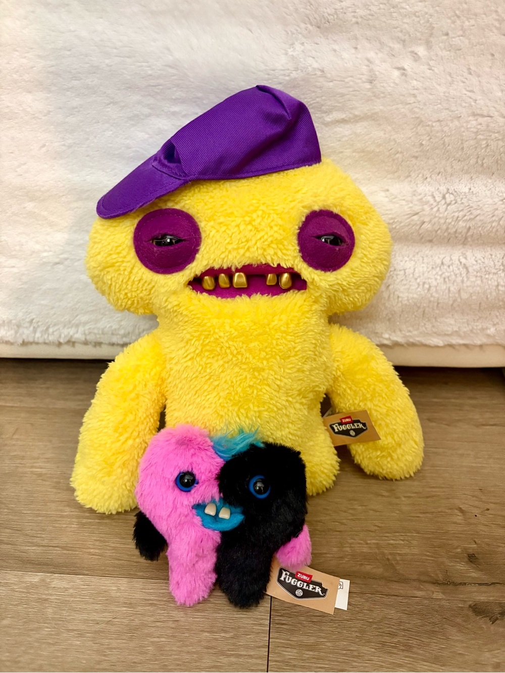 ZURU Fuggler Yellow Plush w/ Purple Hat + Mini Keychain Plush (Set of 2)
